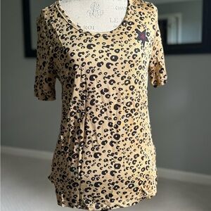 Scotch & Soda Leopard Print Star Patch T-Shirt Size S